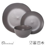 18PCS Ceramic Dinner Set Seesame Glaze with Black Rim Design