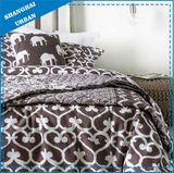 Brown Heart-Shape Printed Polyester Quilt and Duvet Cover Set