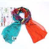 New Design Floral Printed Shawl Lady Fashion Silk Scarf