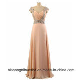 Floor-Length Beaded Bridesmaid Dress Straps Chiffon A-Line Crystals Party Dresses