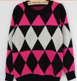 Diamond Pattern Knit Loose Sleeve Pullover (BTQ050)