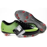 Leather Football Shoe in Green with Black