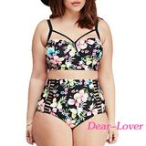 Plus Size Boho Tropical High Waist Bikini Swimsuit