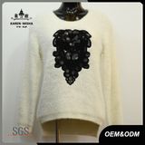 Women Cartoon Patterned White Pullover Sweater