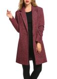 Women Lapel Long Trench Coat Wool Blended Jacket Cardigan