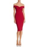 High Quality Women Dolly off-The-Shoulder Red Evening MIDI Dress