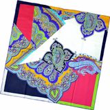 Lady Fashion Paisley Printed Square Silk Scarf (HC1315-1)