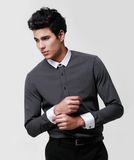 Contrast Collar Cuff Fabric Non-Iron Egyptian Cotton Shirt for Men