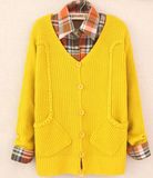 V Neck Knit Cardigan Sweater (BT6498)