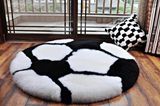 Large Size Round Sheepskin Floor Area Carpet in Football Pattern