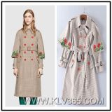 Autumn Winter Fashion Clothing Women Flower Print Double Breasted Long Coat