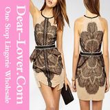 Eyelash Adorned Vintage Dress with Sleeveless