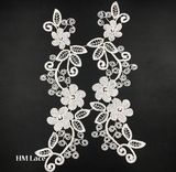 White Flower Pairs Trims Foral Two Pieces for Jeans Trim 149