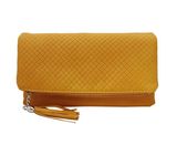 Womens PU Leather Triple Compartment Zipper Tassel Fashion Clutch Handbag