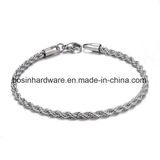 Silver Tone Stainless Steel Rope Chain Bracelet