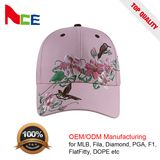 Guangzhou ODM Manufacturer Flower Flat Embriodery 100% Cotton Baseball Cap