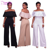 Women off Shoulder Tall Waist Loose Casual Jumpsuit Overall Pants S-XL