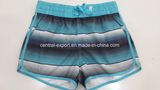 Oeko-Tex Flat Waist Polyester Striped Lady Board Short Swimwear
