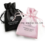 Personalized Custom Printed Small Pink Satin Wedding Favor Bags