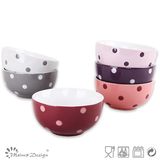 13.5cm Colorful Dots Design Ceramic Stoneware Rice Bowl