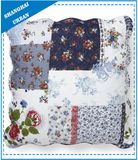 Purple Rose Garden Patchwork Polyester Quilted Throw Pillow