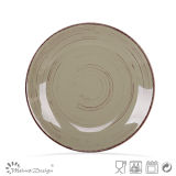 21.3cm Ceramic Salad Plate with Brown Brush