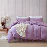 Stone Washed 3PCS Basic Style Solid Duvet Cover Set with Tie Closure
