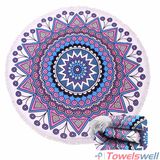 Mandala Microfiber Round Beach Towel with Tassels