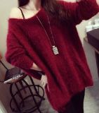 2015 Spring Loose Mohair Pullover Round Neck Large Size Cardigan Female