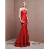 New Fashion Red Satin with Appliques Mermaid Prom Dresses