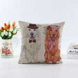 Decorative Faux Linen Transfer Print Cushion Fashion Dog Pillow (LPL-650)