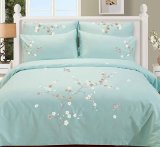 Duck Green a Plum Flowers Embroidery Bedding Sets