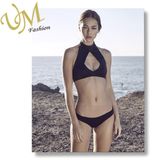 Black High Neck Push up Cut out Bikini Swimwear