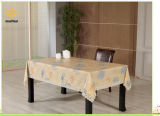PVC Printed Embossing and Gold Patterns Tablecloth with Flannel Backing
