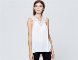 2017 Wholesale Clothing Ladies Fancy Tops White V Neck Lace Chiffon Sexy Tops Women