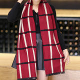 Women's Acrylic Reversible Cashmere Like Snow Printing Winter Warm Thick Knitted Woven Shawl Scarf (SP266)