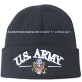 China Factory Bulk Produce Customized Design Embroidered Black Acrylic Knit Ski Beanie Cap