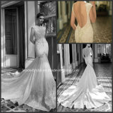 Deep V-Neckline Bridal Gown Lace Beading Berta Mermaid Wedding Dress B16144