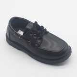 Comfortable PU Lace up Boys Boat Shoes with Injection Outsole