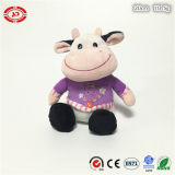 Plush Cute Cow Sitting Animal Toy with T-Shirt and Sounds