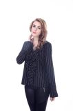 Women Two Piece Lace Black and White Stripe Blouse Full Sleeves Blouse Designs