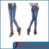 Long Skinny Pocket Button Lady Jeans Women Petites Jeans (JC1339)