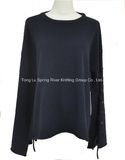 Wool Nylon Ladies Knit Pullover Lace-up Sweater