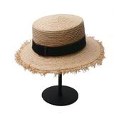 Custom Logo Wholesale Natural Broken Tassels Sun Straw Hat