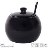 Shinning Glaze Stoneware Sugar Pot with Spoon