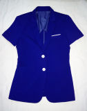 Men's Short Sleeve Stretch Knitted Blazer Jacket in Blue