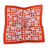 Custom Logo Scarf Printed Silk and Polyester Orange Polka Dots (LS-36)