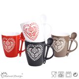 11oz Valentine's Day Silk Screen Heart Design Mug for Lovers