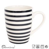 13oz Ceramic Mug with Black Hand Painted Design