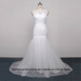 Floor-Length Pleated Tulle Wedding Dress Robe Marriage with Cap Sleeve